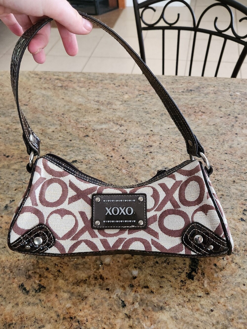 Vintage XOXO Brown Monogram Logo Mini Shoulder Bag Y2K Bratz 90s